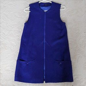 Wool Royal Blue Zipper Dress or Vest